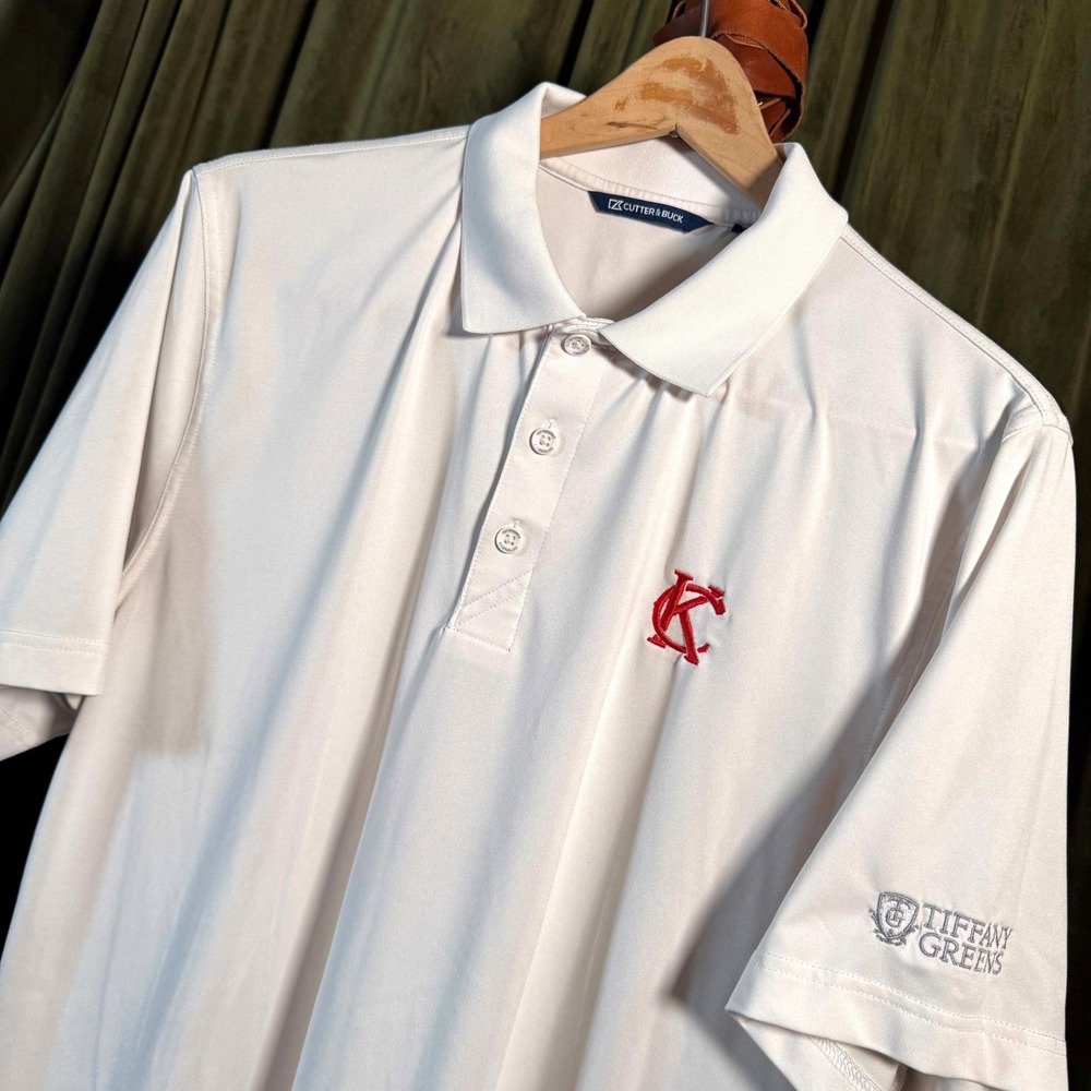Cutter & Buck Tiffany Greens Golf Polo Shirt Mens Large White KC Logo Golf Shirt
